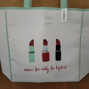 Clinique x Kate Spade Cosmetic Tote - 'Never Too Early for Lipstick'